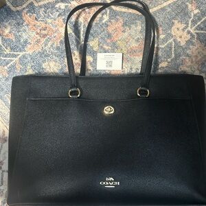 Coach Black Textured Tote Bag